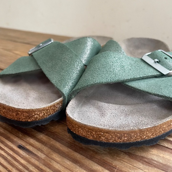 Birkenstock Siena Suede Leather Green Thyme sparkle Like New EU 37 / US 6.5 - 7 - Picture 10 of 16